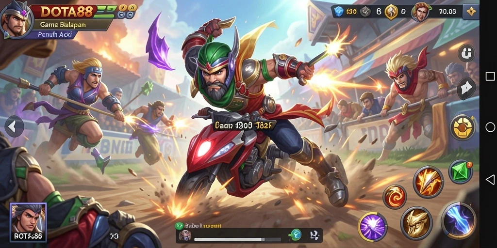 Screenshot utama menampilkan aksi balapan intens di DOTA88.
