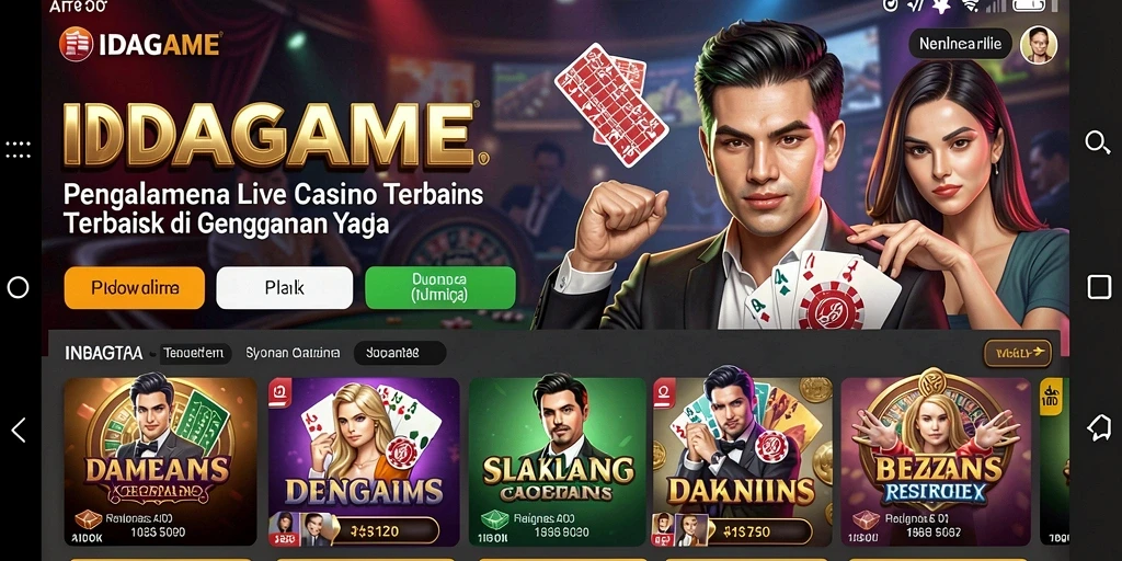 Screenshot IDAGAME menampilkan dealer profesional dalam aksi permainan Live Casino.