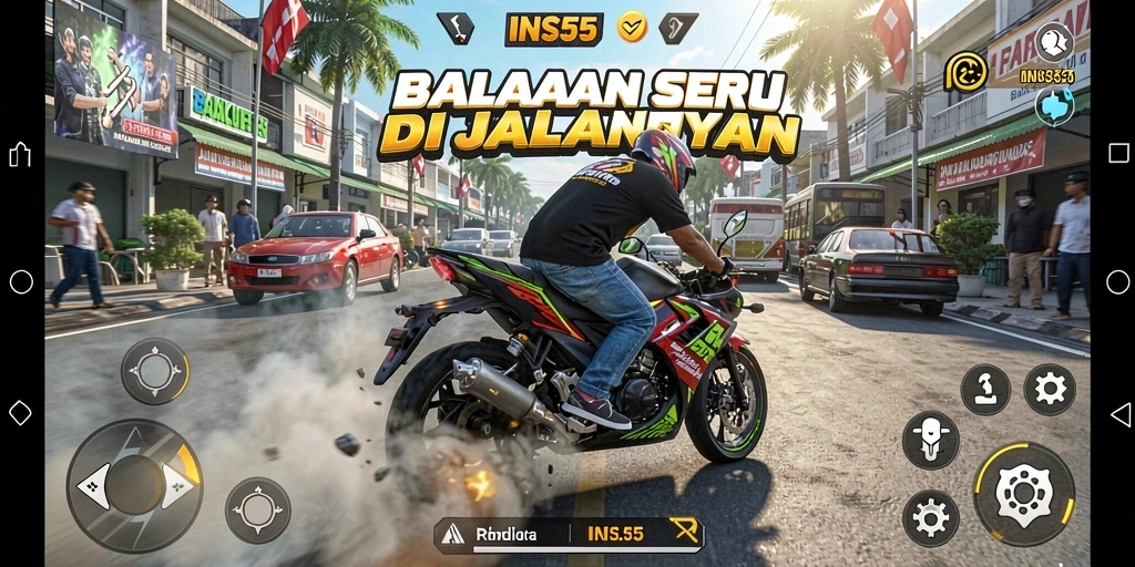 Tampilkan gameplay balapan yang mendebarkan dari INS55.