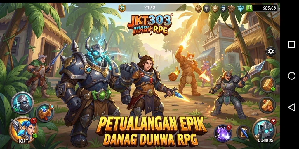 Tangkapan layar gameplay JKT303 menampilkan aksi pertarungan RPG yang seru.