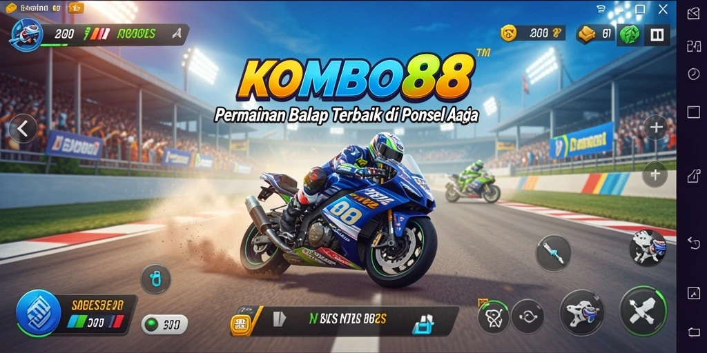 Tampilan gameplay KOMBO88 dengan aksi balap yang mendebarkan.