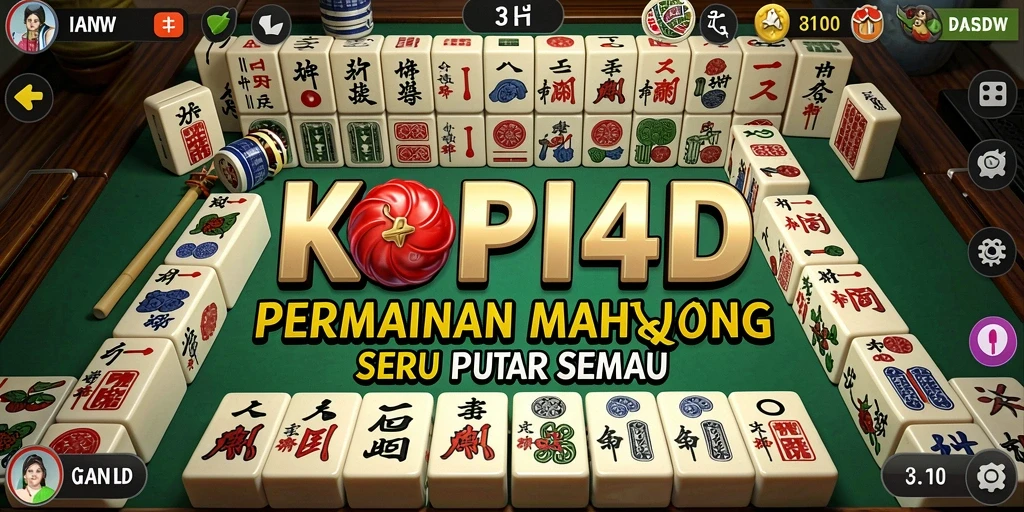 Tangkapan layar gameplay KOPI4D yang menunjukkan strategi Mahjong.
