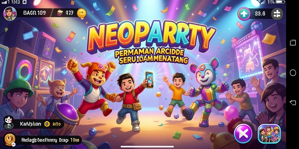 Tampilan gameplay NEOPARTY yang menampilkan aksi seru dan grafis menarik.
