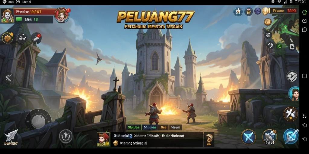 Tampilan gameplay PELUANG77 menampilkan pertarungan menara yang seru dan strategis.