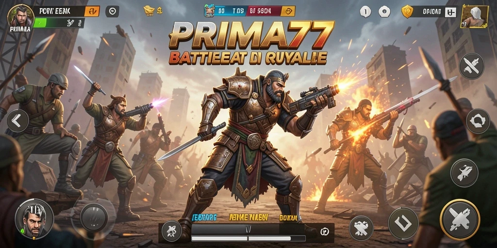 Gameplay PRIMA77 yang seru dan cepat dalam pertempuran Battle Royale.