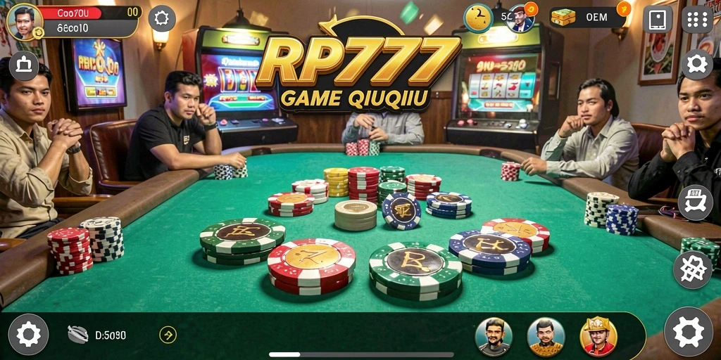 Tampilan gameplay seru dalam RP777 dengan kartu QiuQiu.