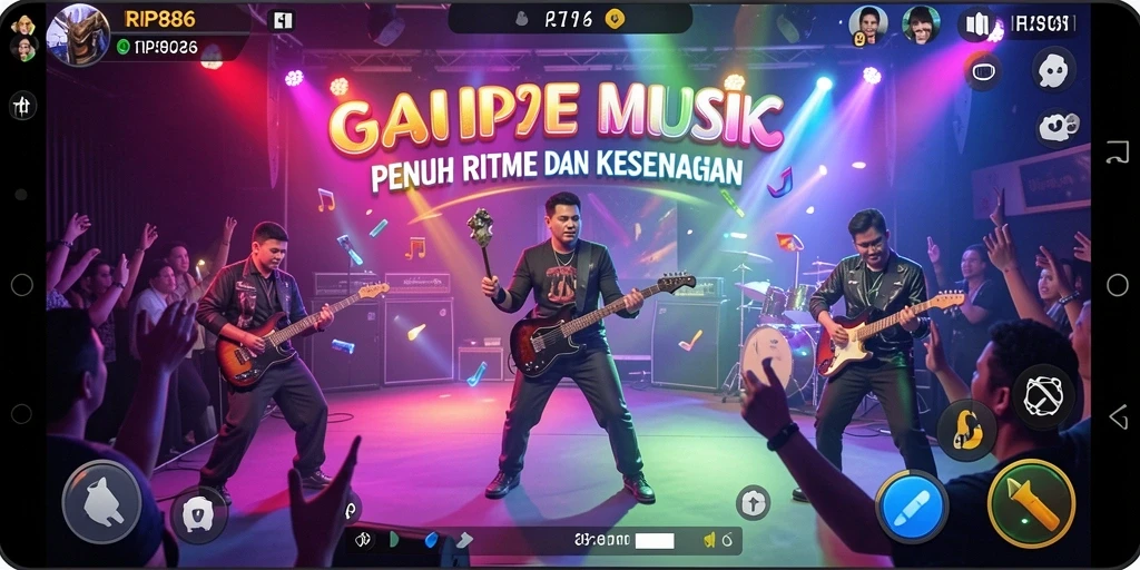 Screenshot menunjukkan gameplay RP886 yang menarik dan penuh ritme.