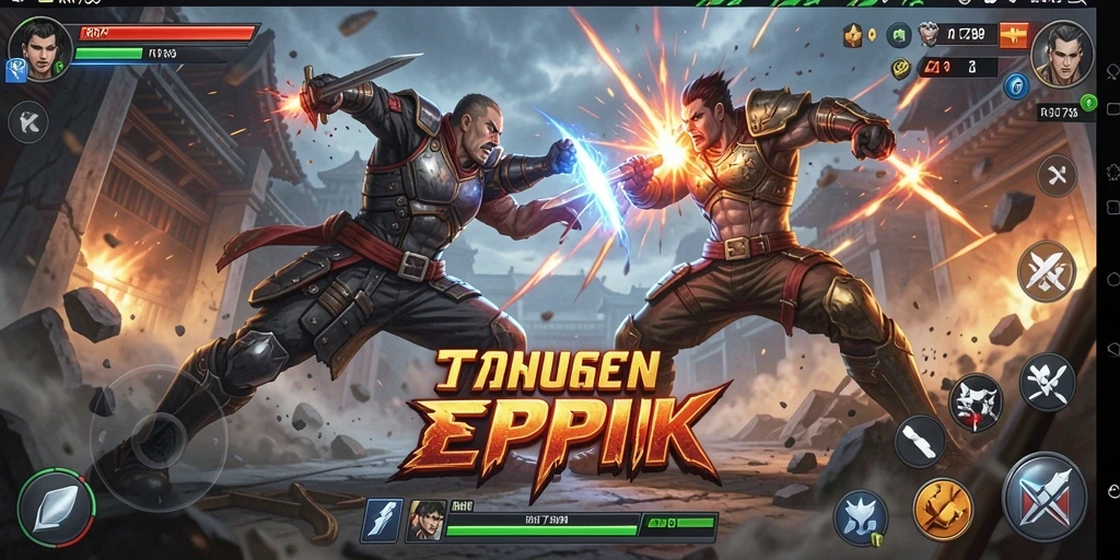 Gameplay intens dengan karakter bertarung dalam pertarungan seru.