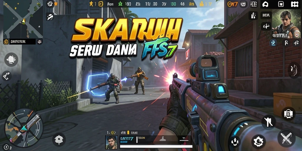 Tampilan aksi seru dari permainan FPS SKY77.