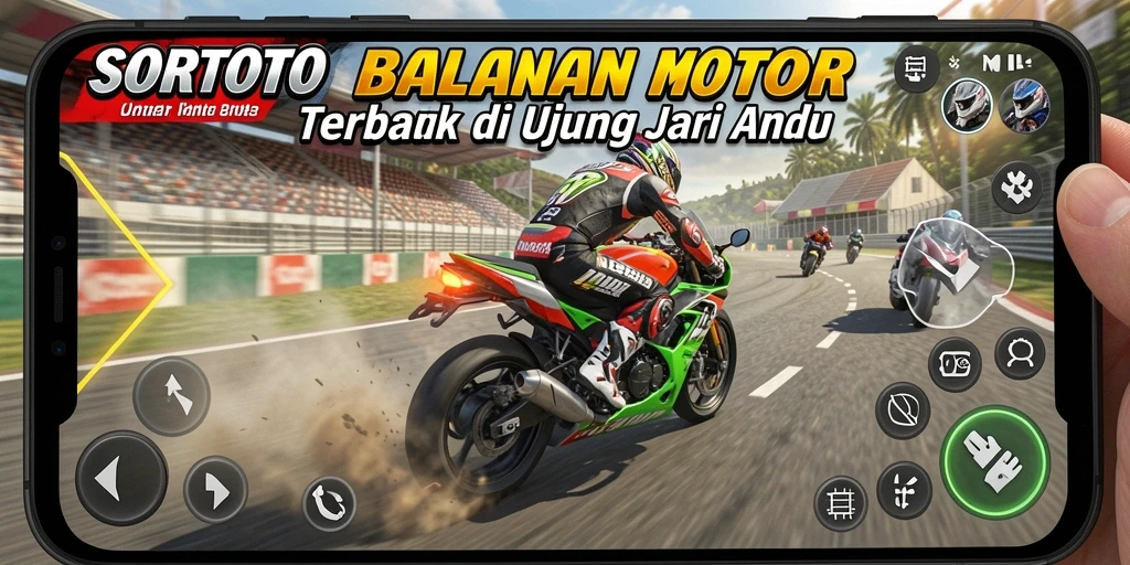 Screenshot dari gameplay balapan motor di SORTOTO.