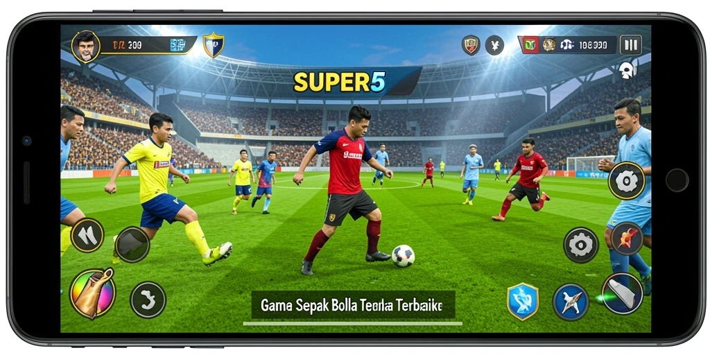 Tampilan gameplay menarik dalam SUPER5 saat bertanding melawan pemain lain.