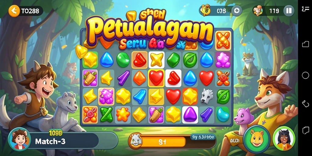Tampilan gameplay seru dari TO288 dalam aksi Match-3.