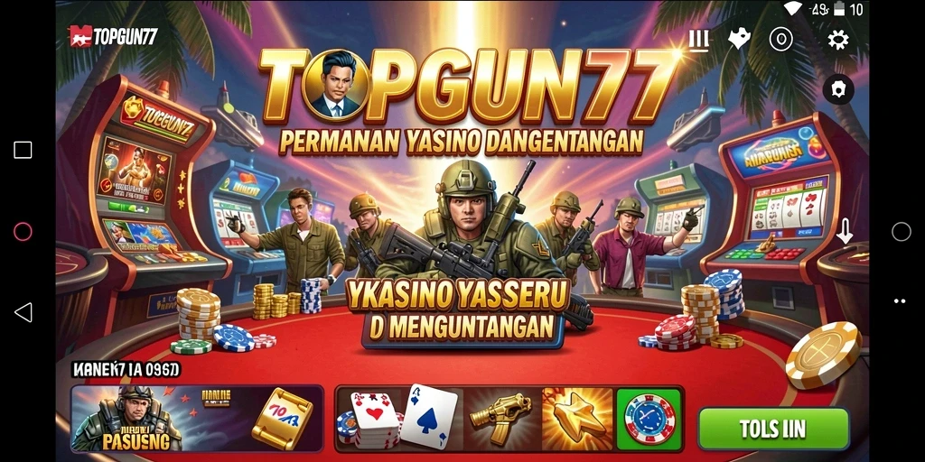 Tangkapan layar dari gameplay seru di aplikasi Kasino TOPGUN77.