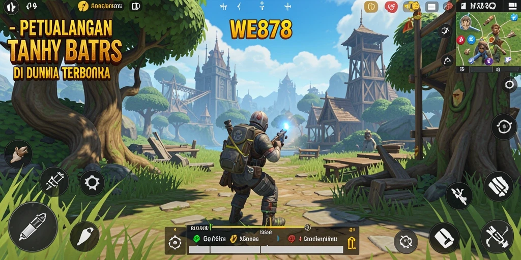 Screenshot gameplay WE878 menampilkan petualangan seru di dunia terbuka.