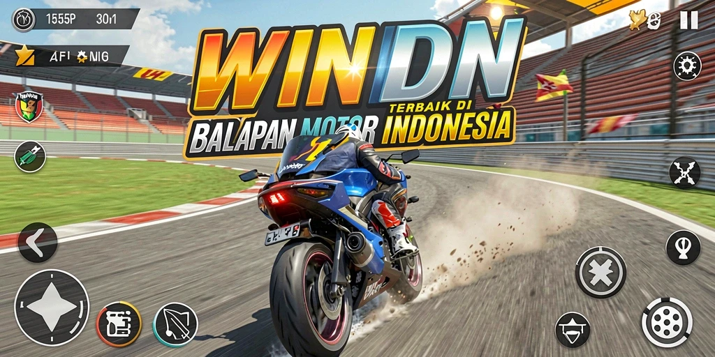 Tampilan gameplay balapan motor yang mendebarkan di WINIDN.